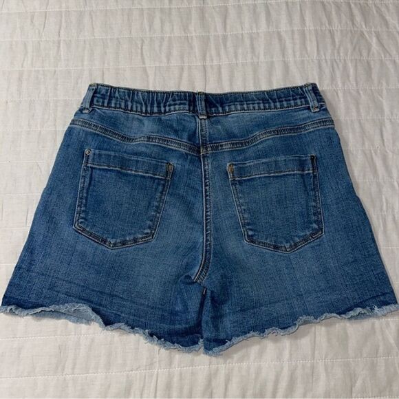 Crewcuts 14 Runaround Denim Blue Cuffed Raw Fringe Cut off Stretch Shorts - Picture 4 of 11